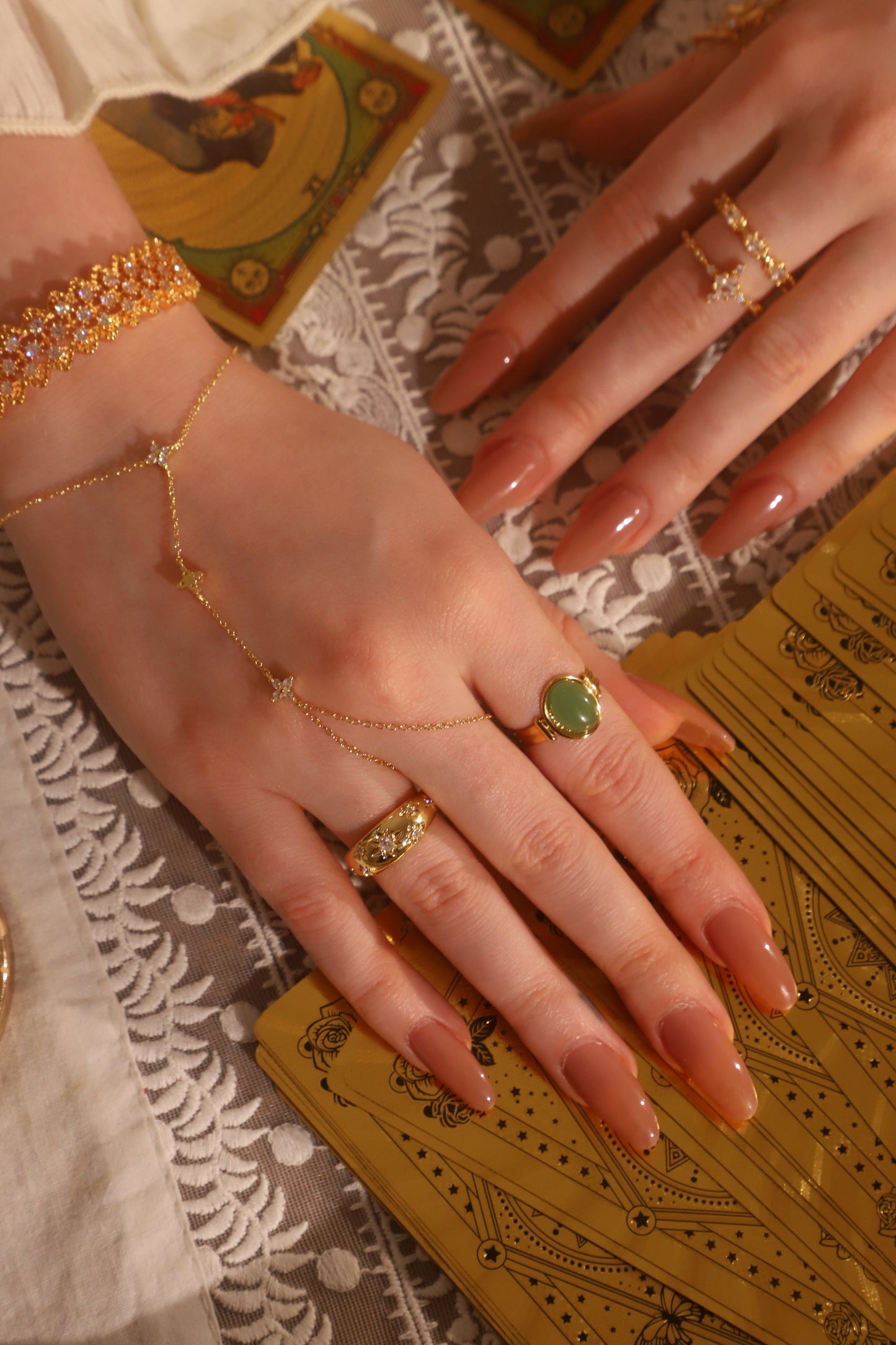 18K Real Gold Stainless Steel Natural Jade Ring