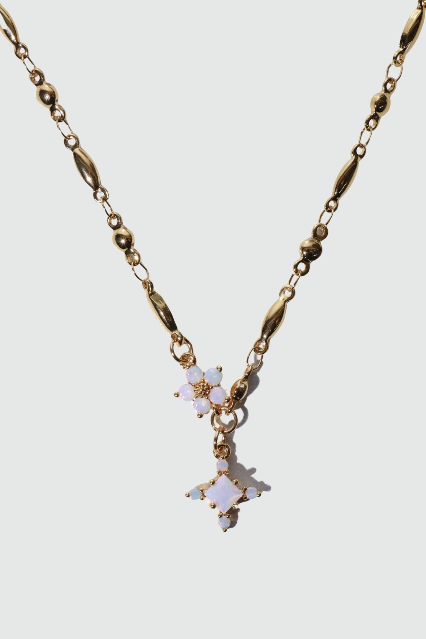 18K Real Gold Plated Opal Starlight Cross Necklace