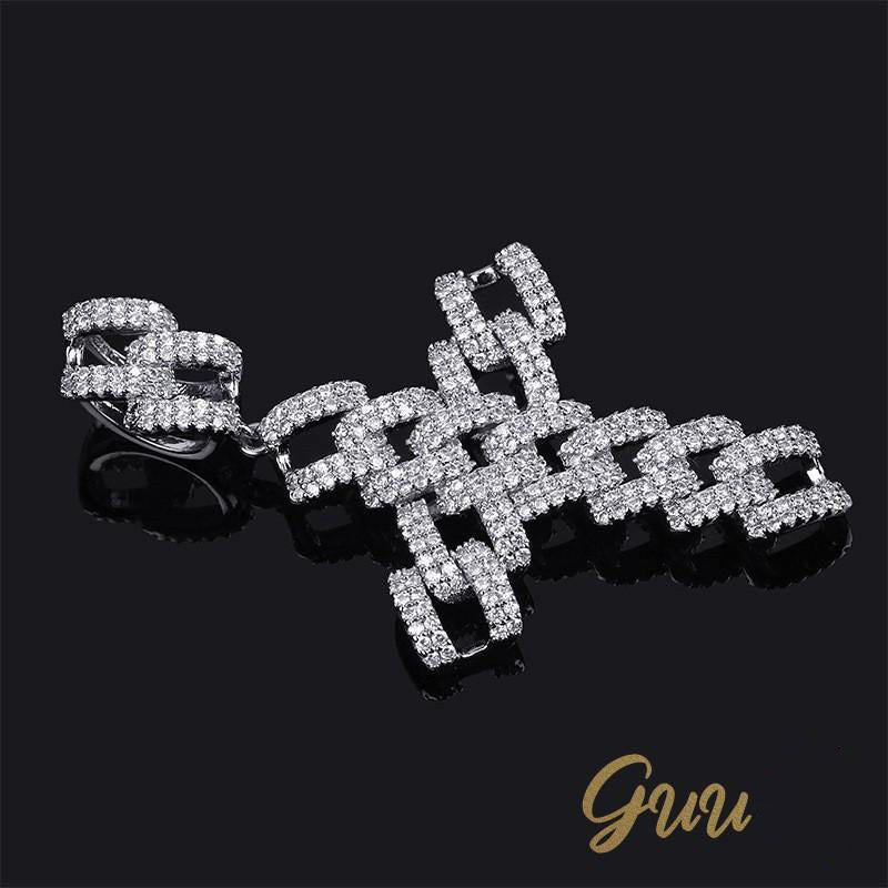 18K Gold-Plated Micro-inlay AAA CZ Iced Cross Pendant