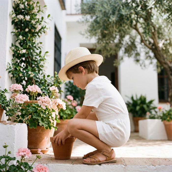 Boys Beige Linen Shorts β view 2 β handcrafted in Spain β AGΓ Baby
