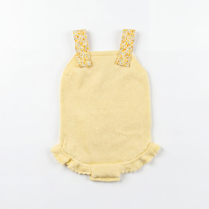 Romper With Yellow Flower Straps — view 4 — handcrafted in Spain — AGÜ Baby