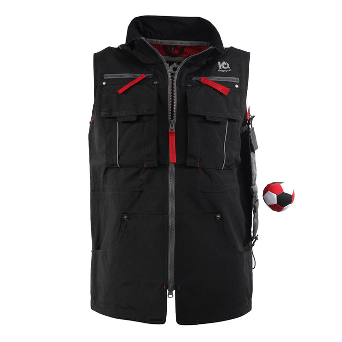 IQ Hundesport Weste 3.0 mit geรถffneter Magnettasche zum Ausbilden der Fuรposition
