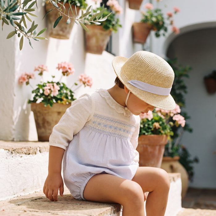 Light Blue Fabric Bloomer β view 2 β handcrafted in Spain β AGΓ Baby