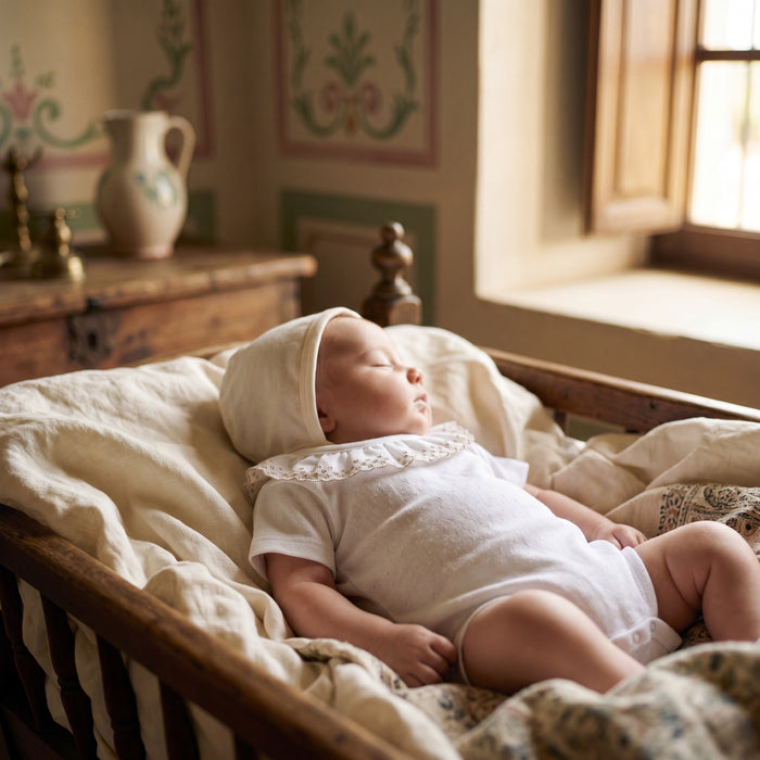 White and Gray Collar Short Sleeve Bodysuit β view 2 β handcrafted in Spain β AGΓ Baby