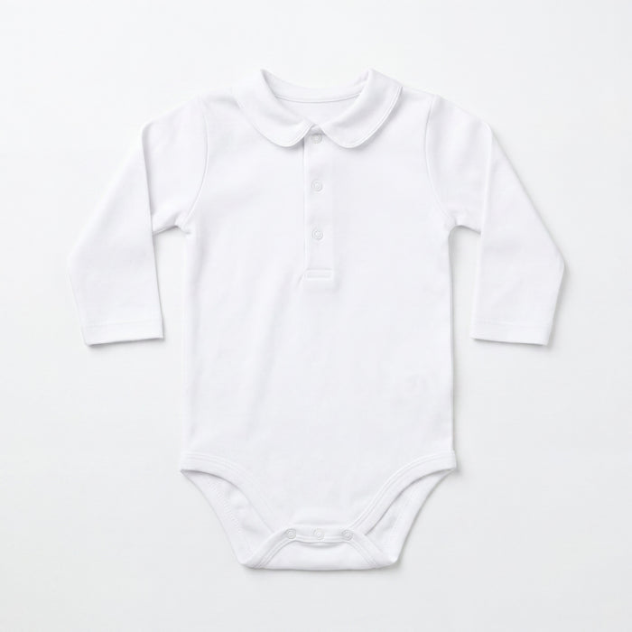 White Body Long Sleeve with Baby Collar β view 3 β handcrafted in Spain β AGΓ Baby