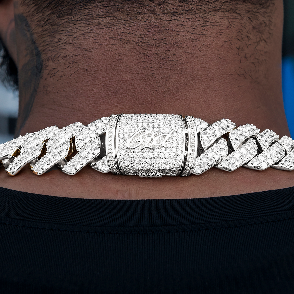 Chicago Bulls Official NBA Diamond Prong Cuban Chain in White Gold- 25mm