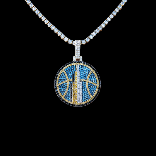 Chicago Sky Official WNBA Logo Pendant in Yellow Gold