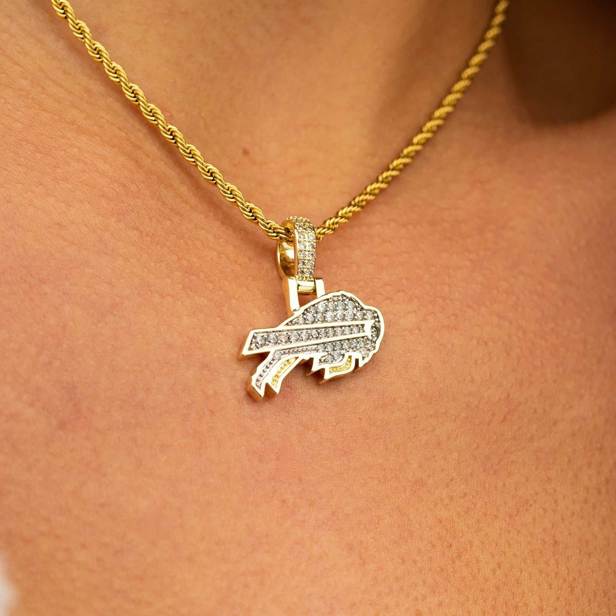 Buffalo Bills Official NFL Micro Logo Pendant - Yellow Gold
