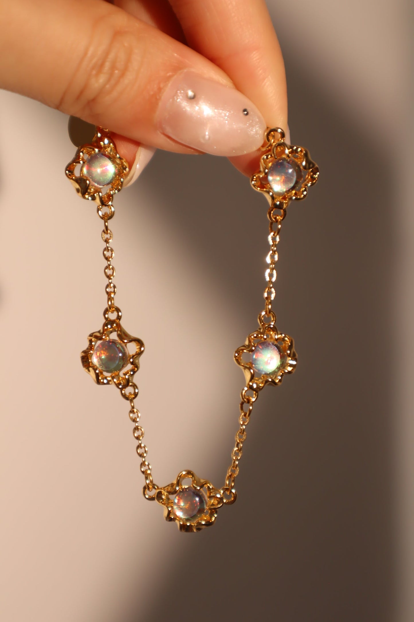 18K Real Gold Plated Multi Opal Bracelet