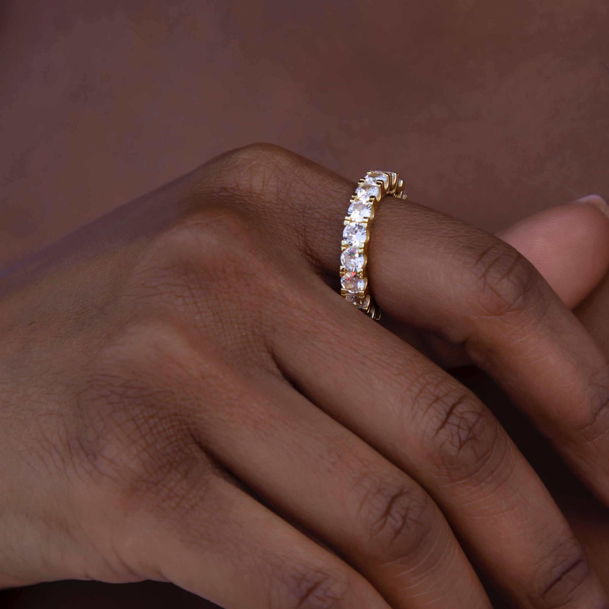 14k Solid Gold 4mm Single Layer Diamond Band Ring-VS Diamonds