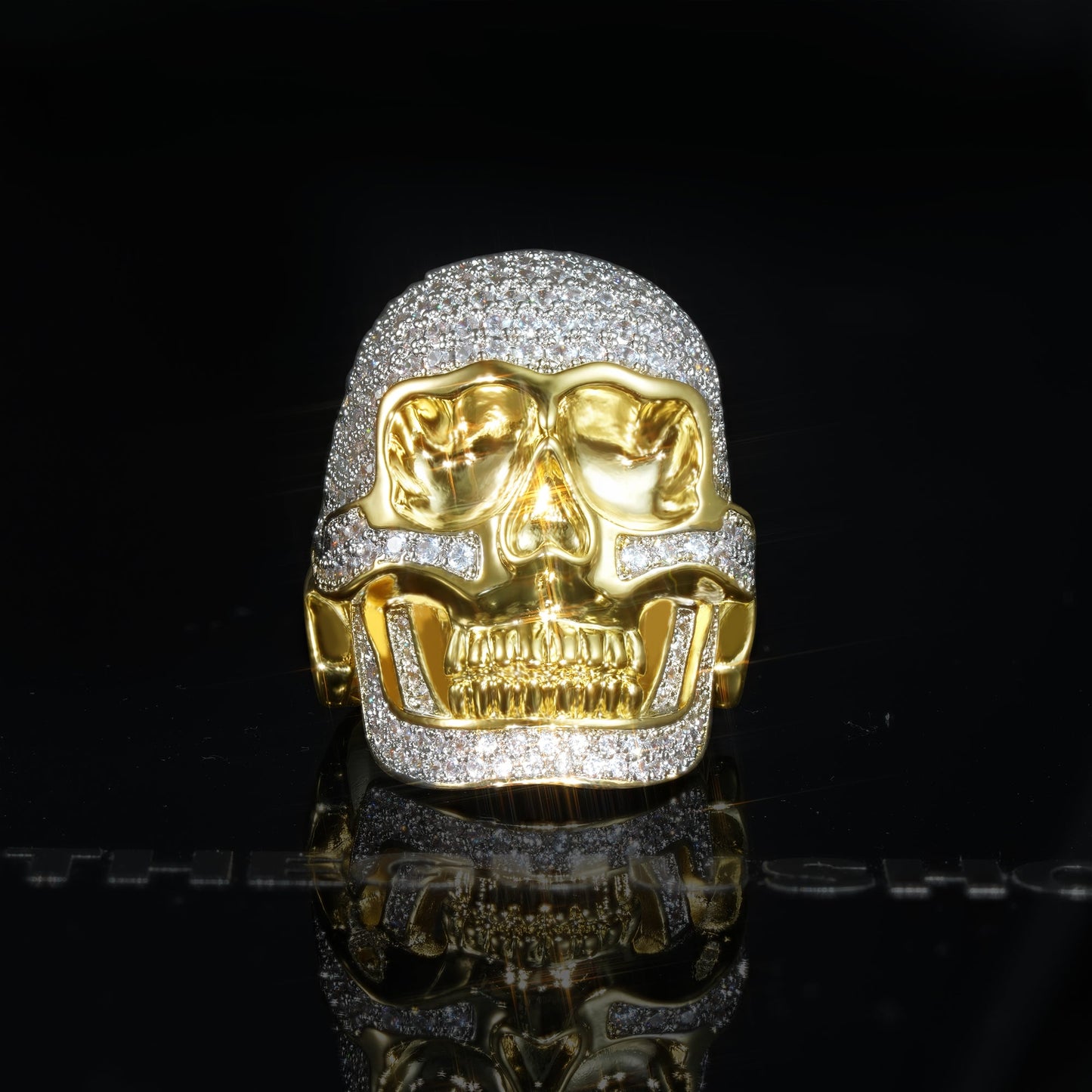 18K Gold-Plated Micro-inlay CZ Human Skeleton Ring