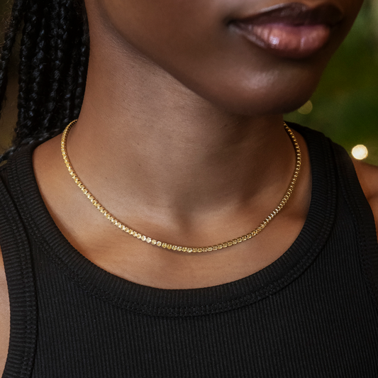 Canary Micro Tennis Necklace in Yellow Gold