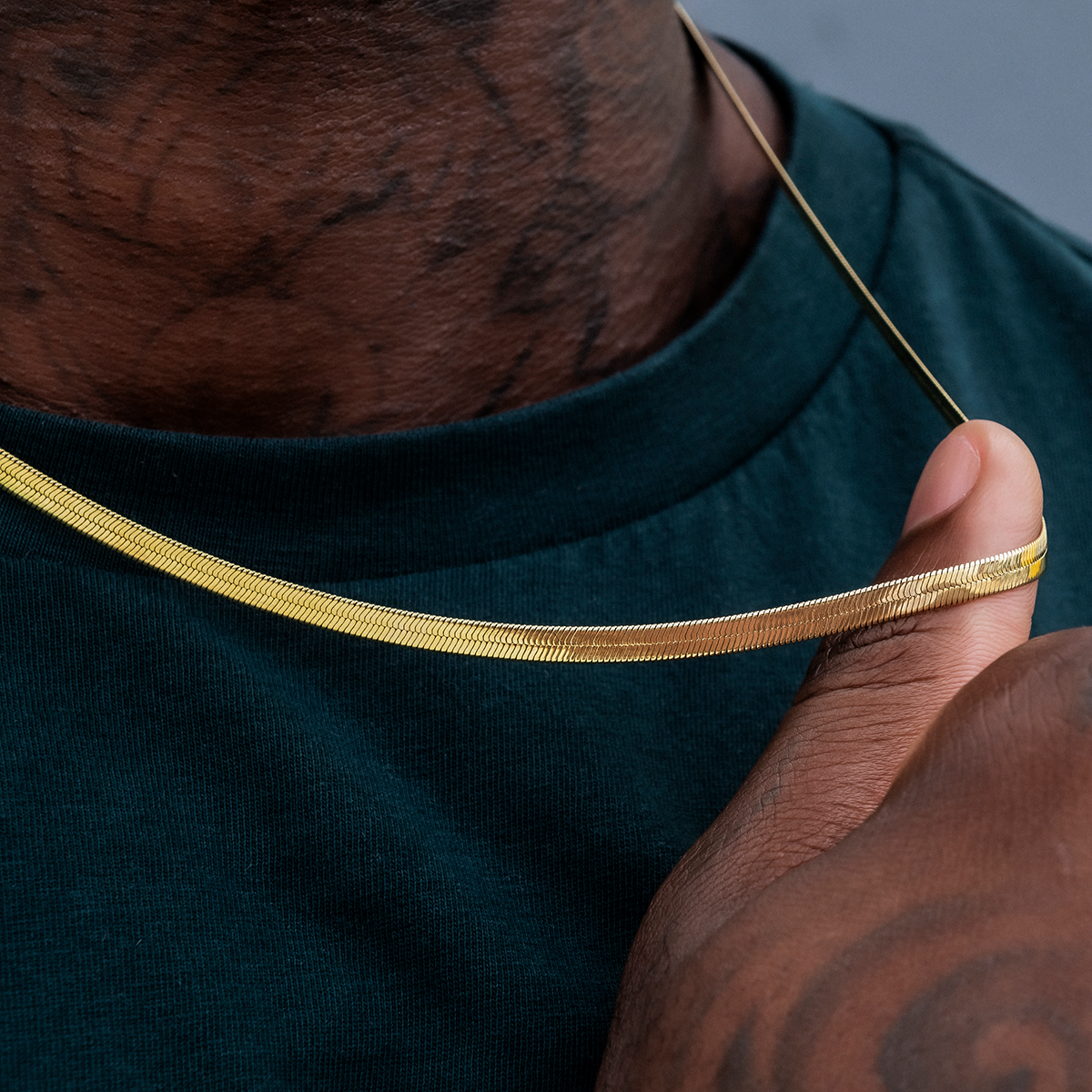 4mm + 6mm Herringbone Chain Bundle in Yellow Gold