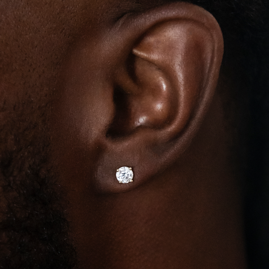 5mm Round Cut Diamond Stud Earrings in Yellow Gold