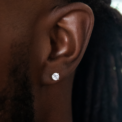 5mm Round Cut Diamond Stud Earrings in White Gold