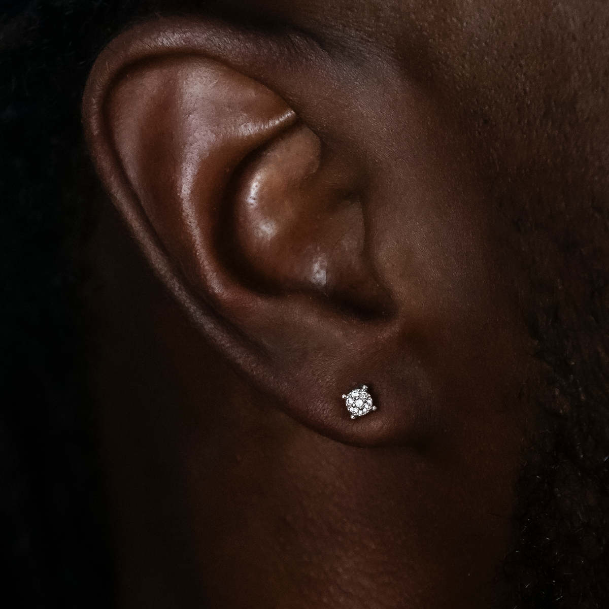 3MM Pave Round Moissanite Stud Earrings in Sterling Silver