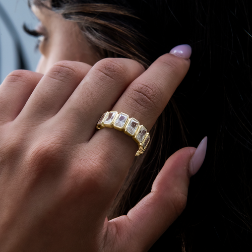 Baguette Bezel Ring in Yellow Gold Vermeil