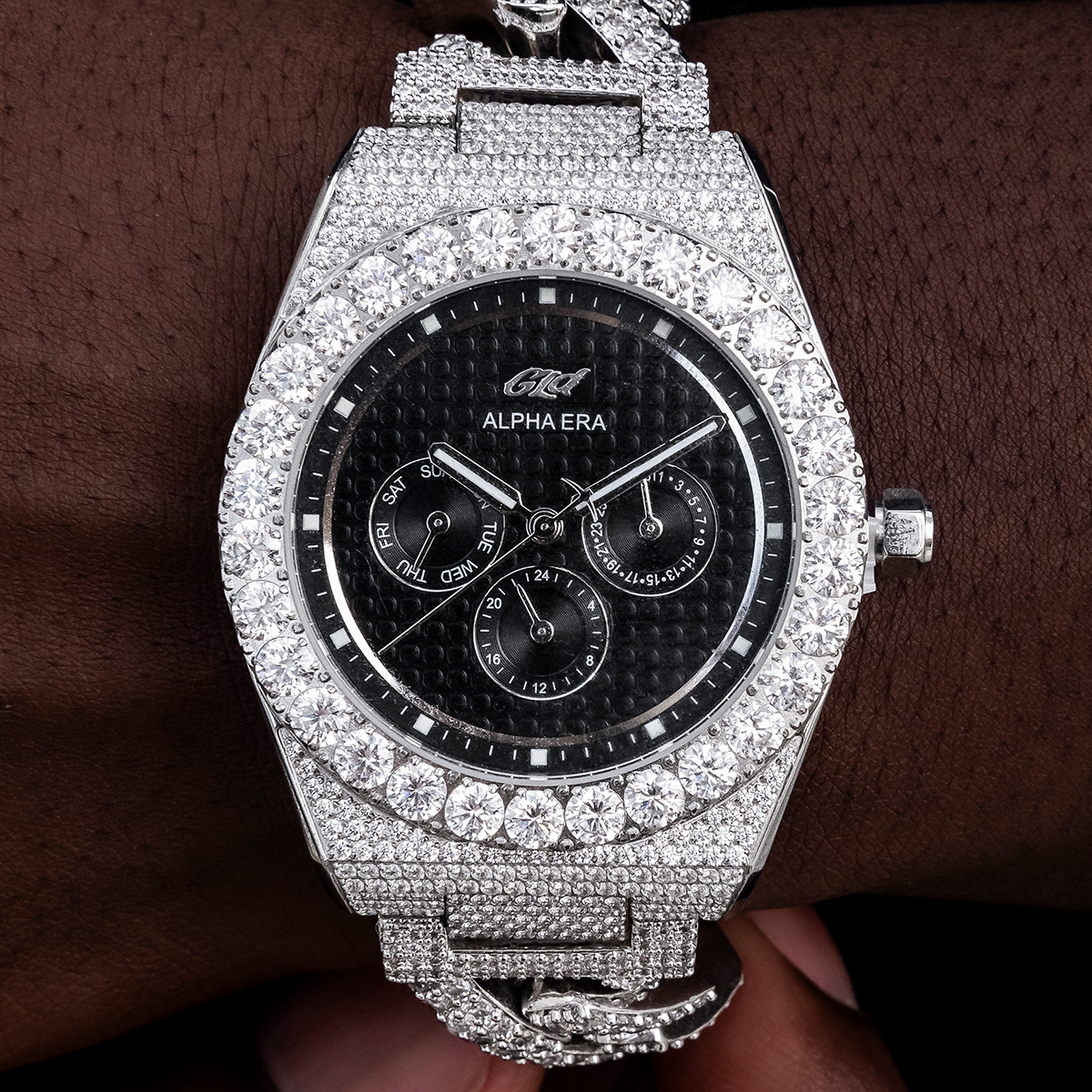 42MM Fully Iced Alpha Era® w/Diamond Prong Link Band