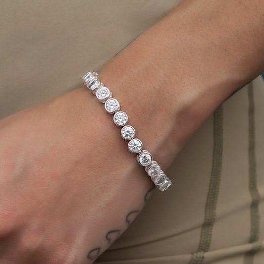 Bezel Tennis Bracelet in White Gold- 5mm