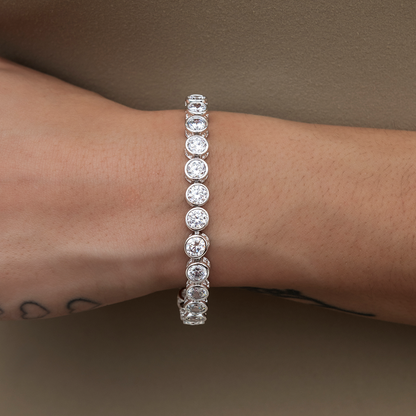 Bezel Tennis Bracelet in White Gold- 5mm