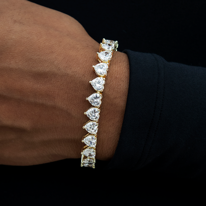 6MM Heart Diamond Tennis Bracelet - Gold