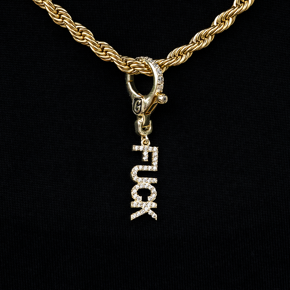 "Fuck" Clip On Pendant in Yellow Gold