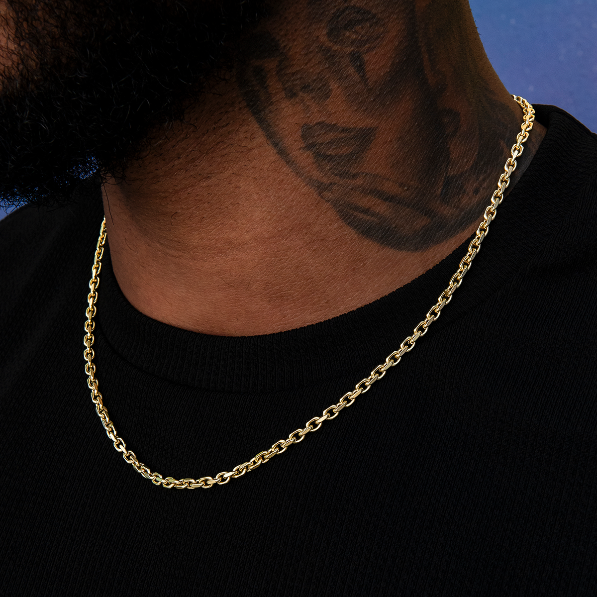 3.6mm Open Box Chain - Yellow Gold
