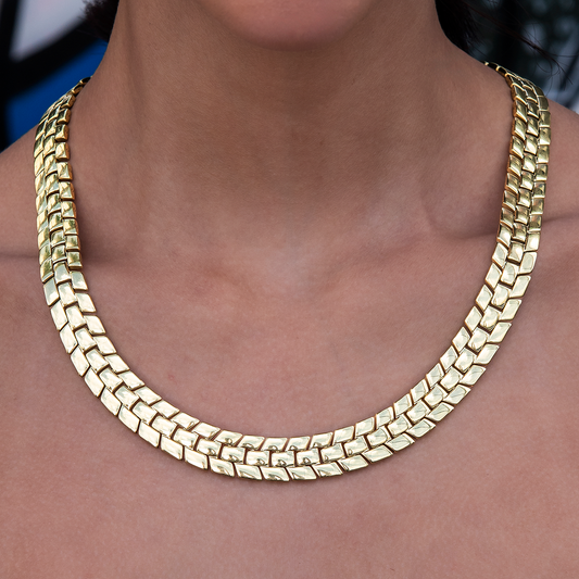 12MM Spine Chain Necklace - Yellow Gold
