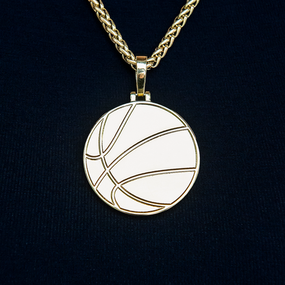 Basketball Coin Pendant - Yellow Gold