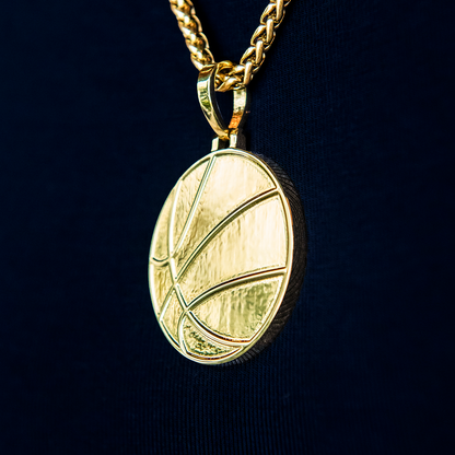 Basketball Coin Pendant - Yellow Gold