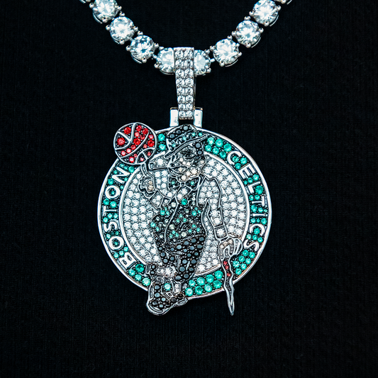 Boston Celtics Official NBA Primary Logo Pendant - White Gold