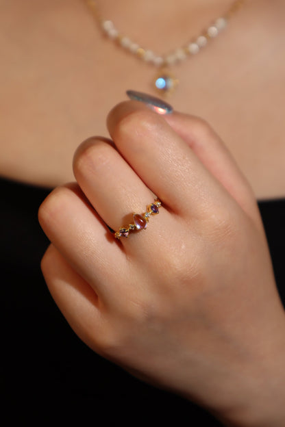 14K Real Gold Plated Gradient Purple Water Drop Ring