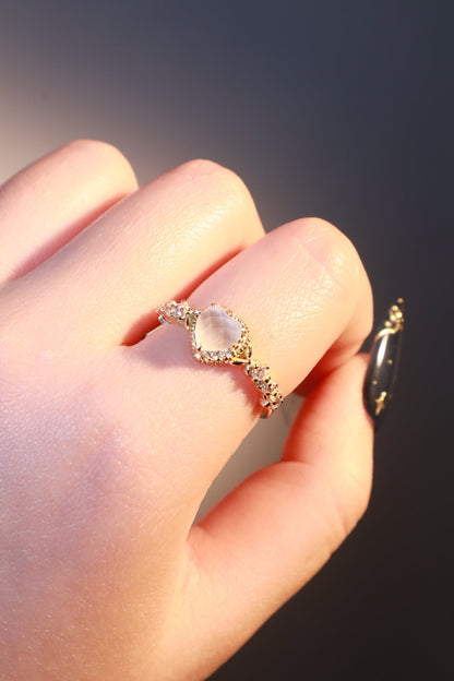 14K Real Gold Plated White Heart Ring