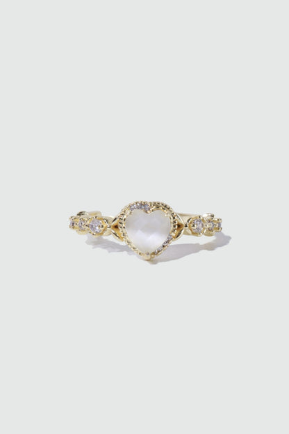 14K Real Gold Plated White Heart Ring