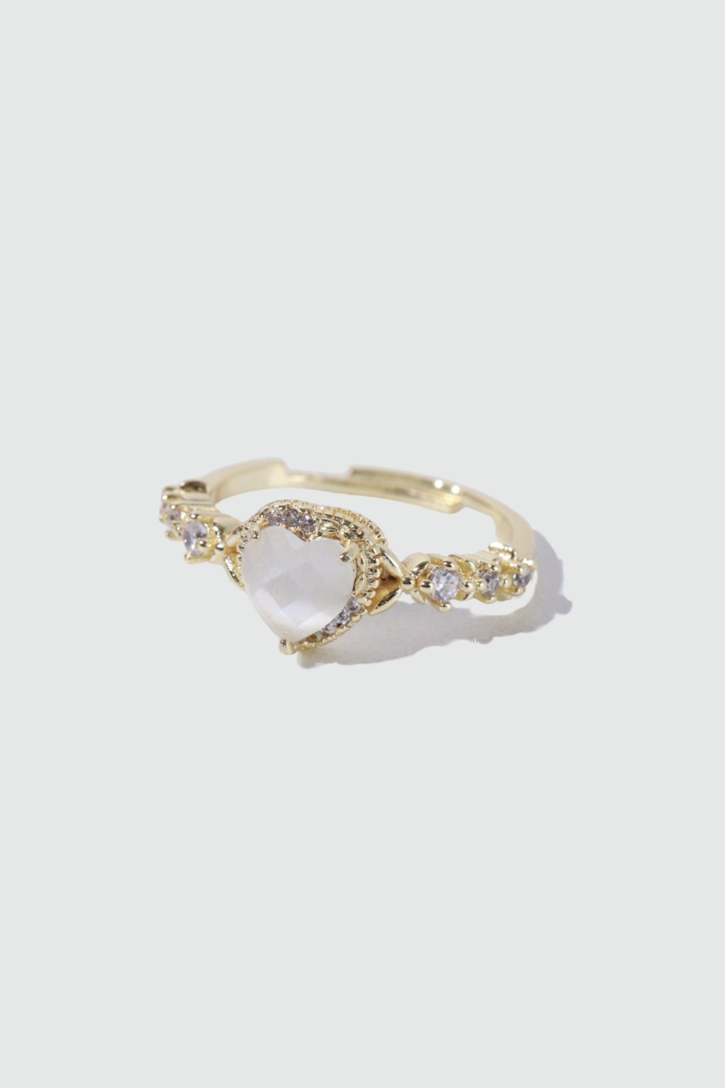 14K Real Gold Plated White Heart Ring