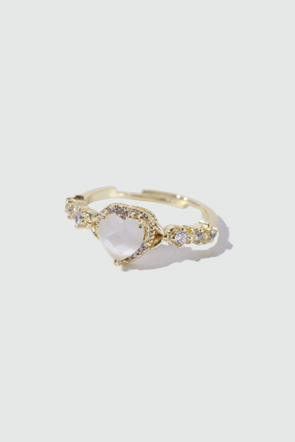 14K Real Gold Plated White Heart Ring