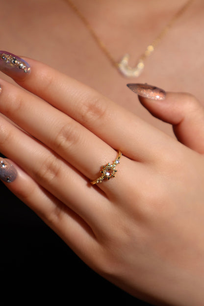 18K Real Gold Plated White Starlight Sun Ring