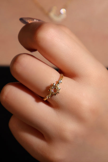 18K Real Gold Plated White Starlight Sun Ring