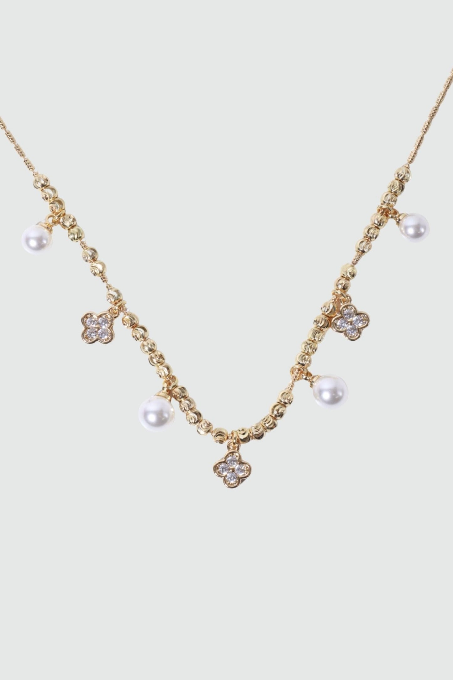 14K Real Gold Plated Lucky Pearl Beads Necklace