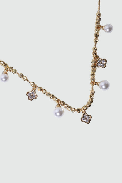 14K Real Gold Plated Lucky Pearl Beads Necklace