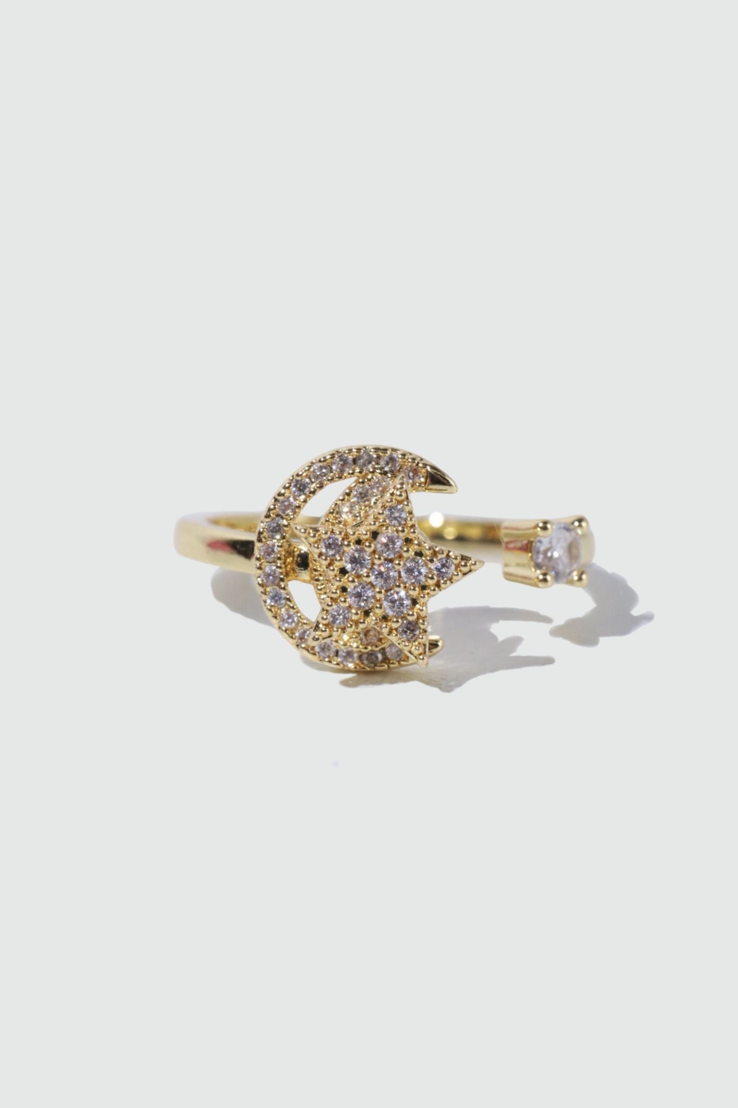 18K Gold Stainless Steel Spinning Moon Star Ring
