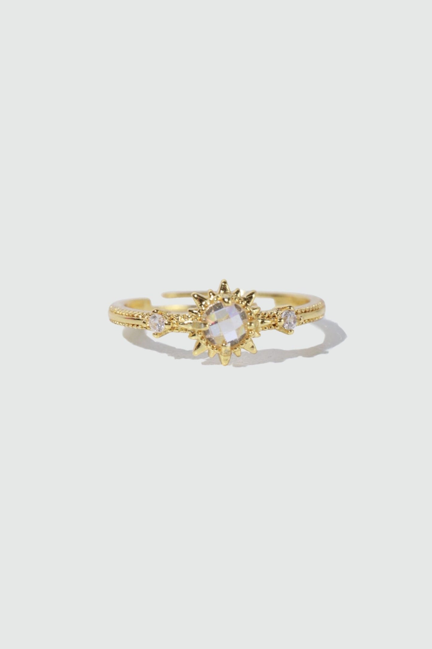 18K Real Gold Plated White Starlight Sun Ring