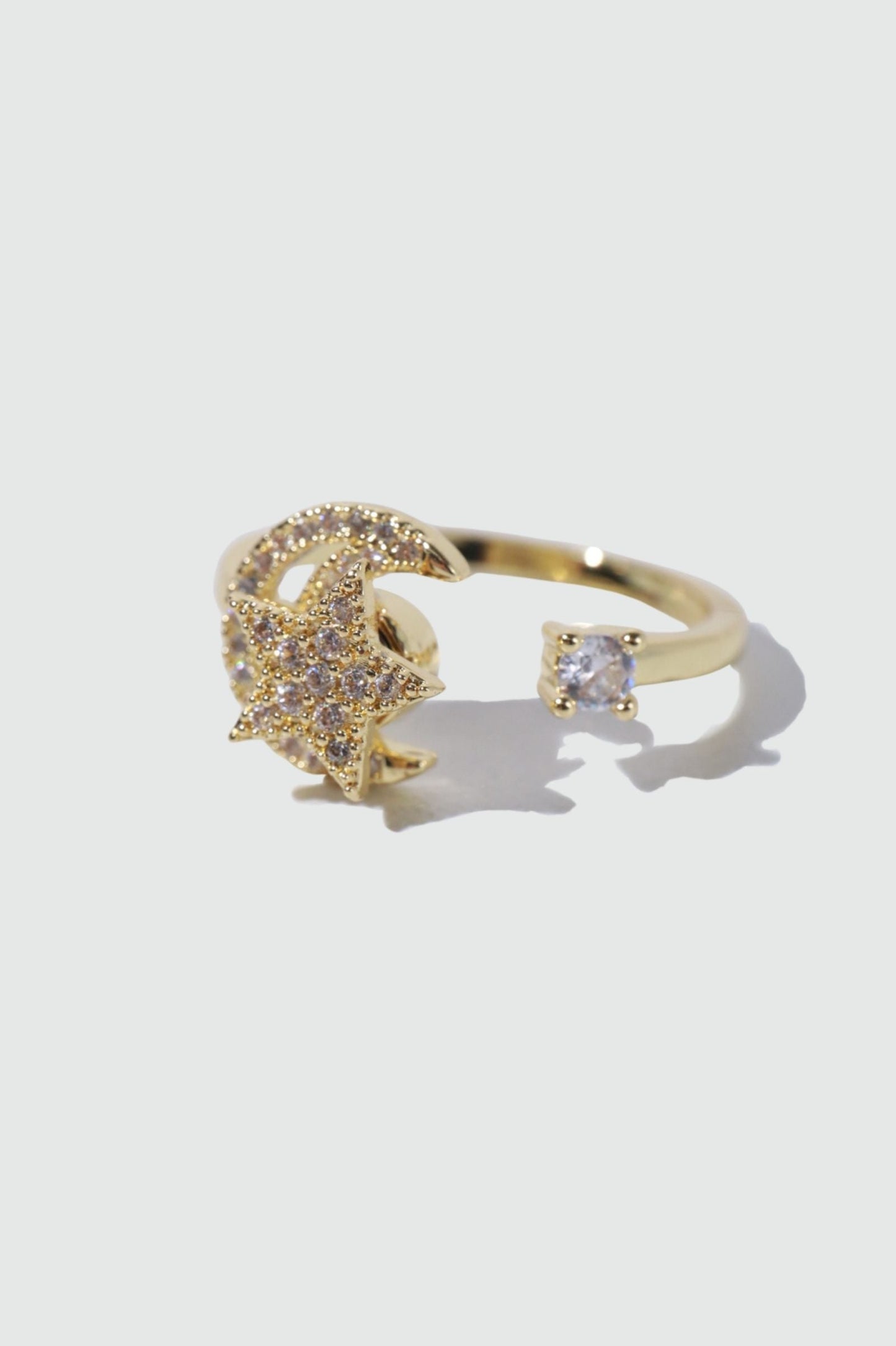 18K Gold Stainless Steel Spinning Moon Star Ring