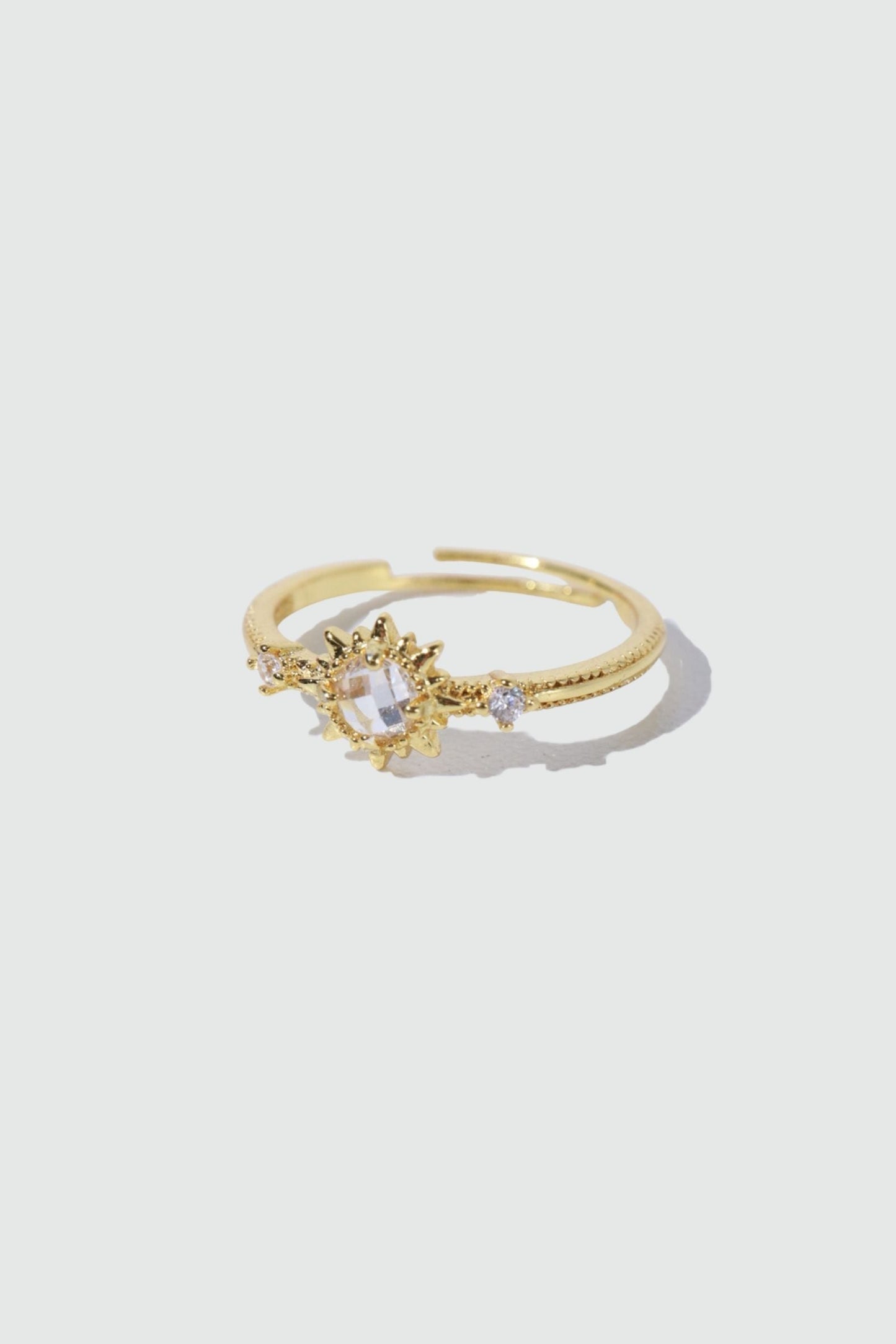 18K Real Gold Plated White Starlight Sun Ring