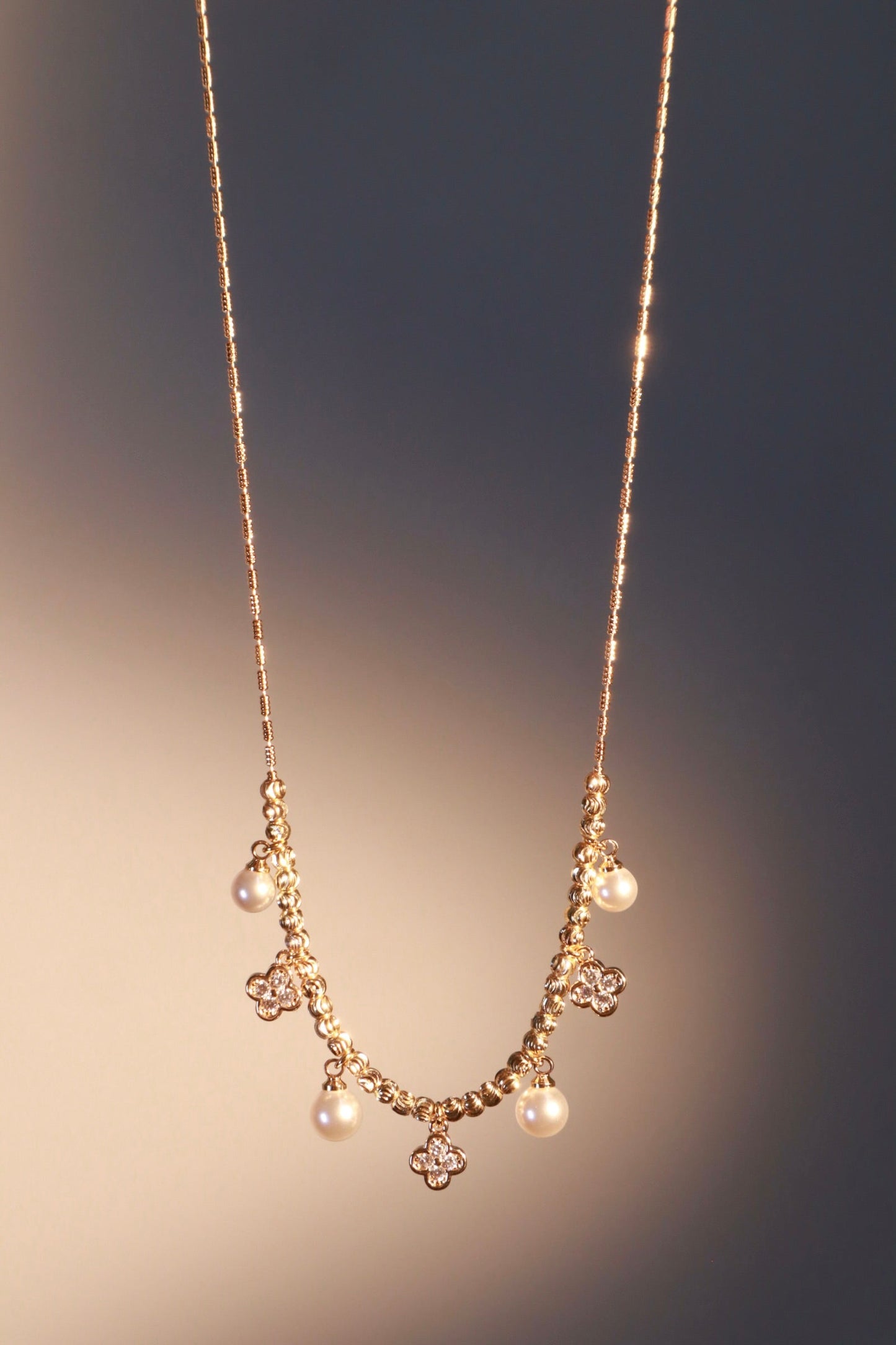 14K Real Gold Plated Lucky Pearl Beads Necklace