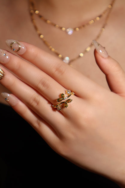 14K Real Gold Plated Verdant Vines Ring