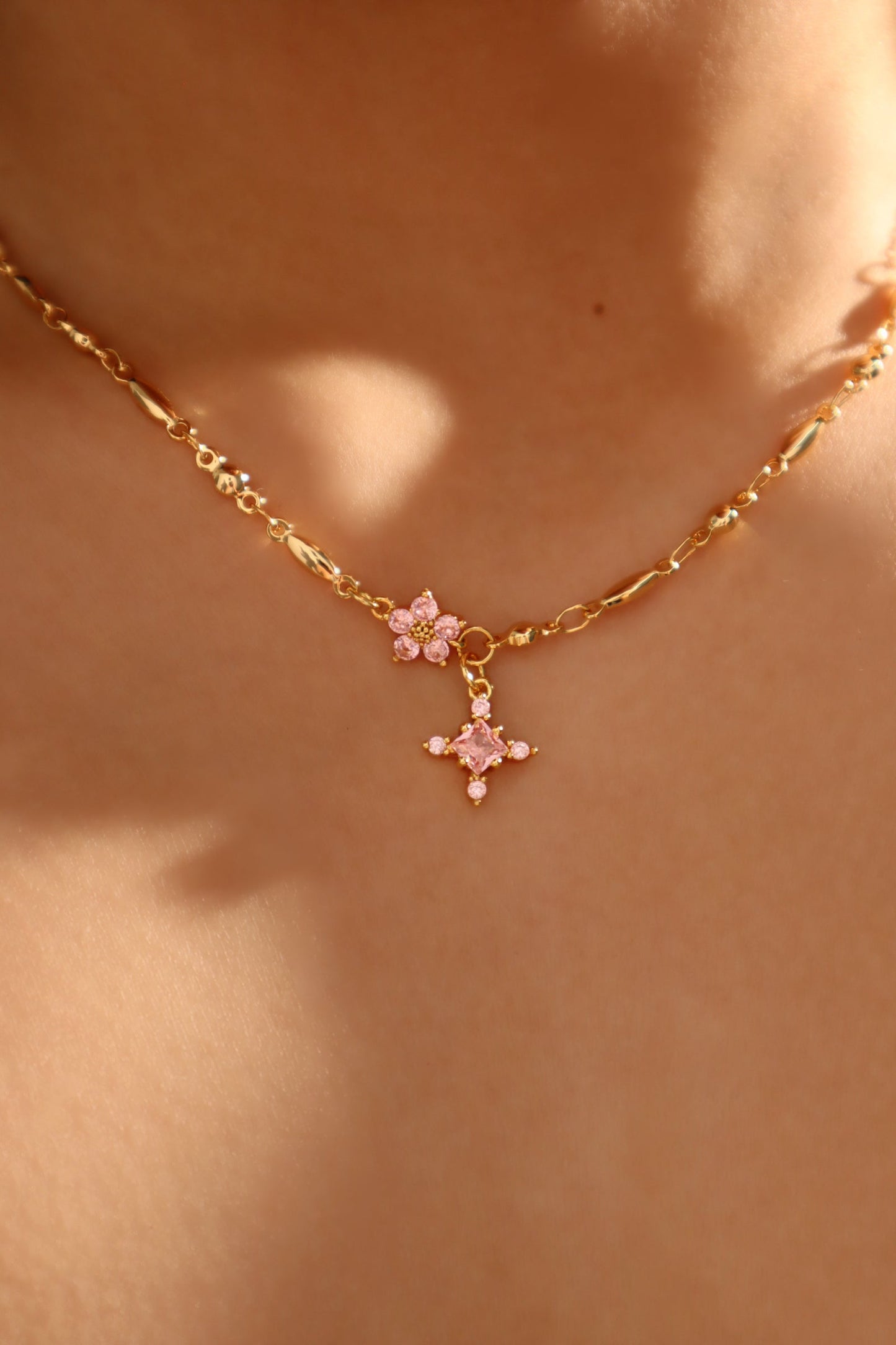 18K Real Gold Plated Tourmaline Starlight Cross Necklace