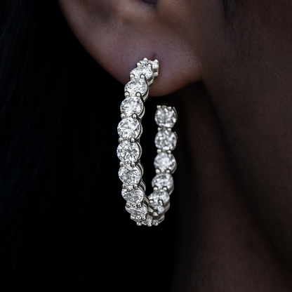 4MM Moissanite Eternity Hoop Earrings in Sterling Silver