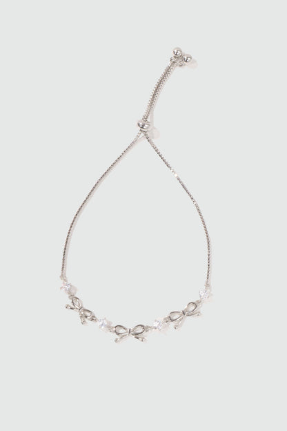 Palladium White Gold Plated Multi Diamond Bowknot Bracelet