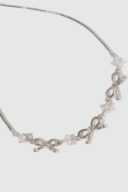 Palladium White Gold Plated Multi Diamond Bowknot Bracelet